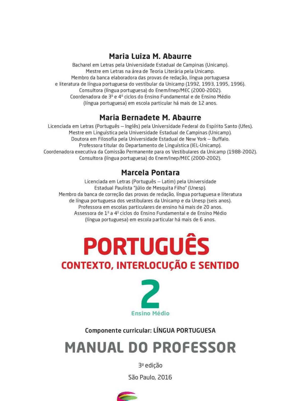 manual do professor portugues 2 ano ensino medio