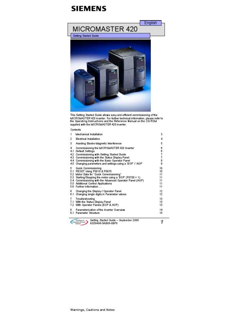 siemens micromaster 420 manual