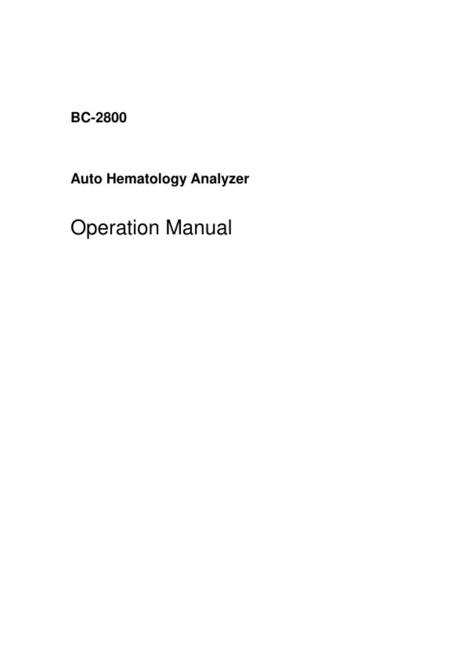 mindray bc 2800 manual